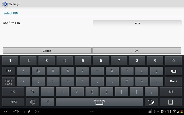 Key in the lock code again and press OK.