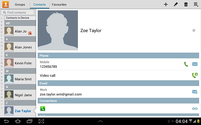 Press the new contact icon.