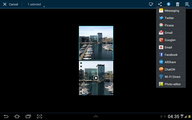 Press Email.An email message containing the picture or video clip is created.Key in the first letters of the required contact.Matching contacts are displayed.