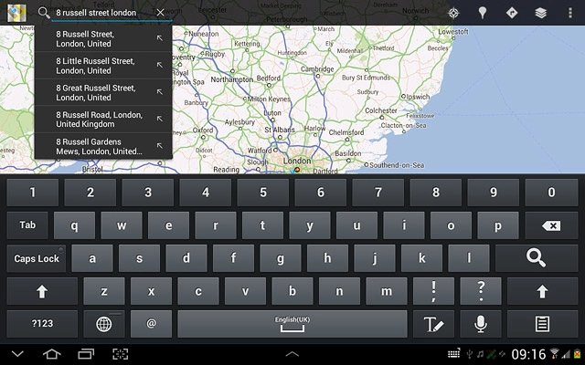 Press the required destination.