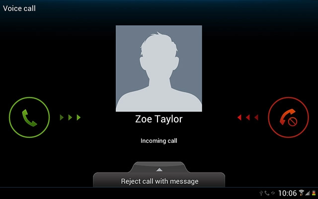 When you have an ongoing call, the new call is signalled by a sound.Press and drag the call icon right.