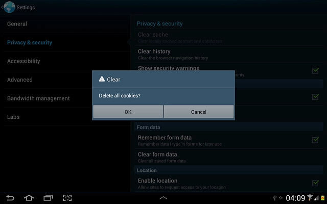 Press OK to confirm.