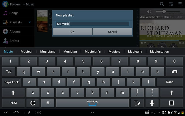 Key in a name for the playlist and press OK.