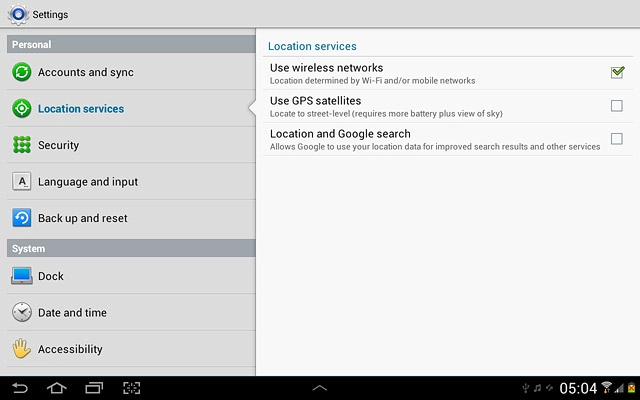 Press Use GPS satellites to turn the function on or off.