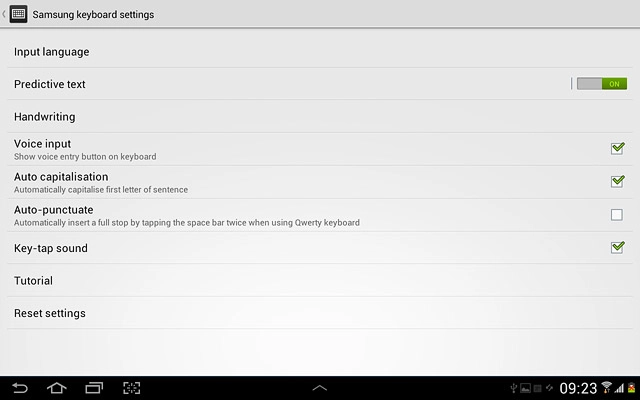 Press Predictive text.