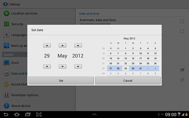 Press arrow up or arrow down next to date, month and year to set the date.