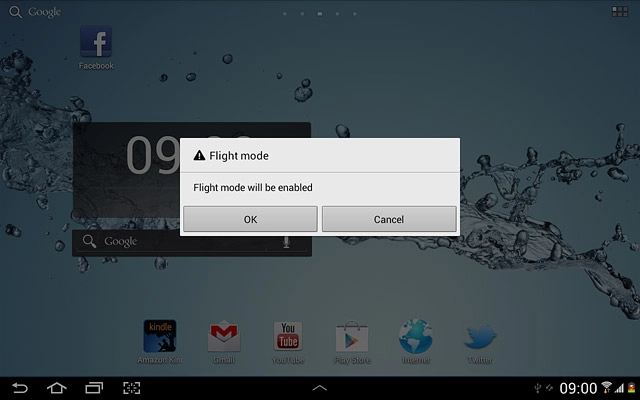 Press OK.Depending on the current setting, flight mode is turned on or off.