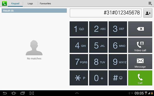 Example: #31#012345678Press Call.