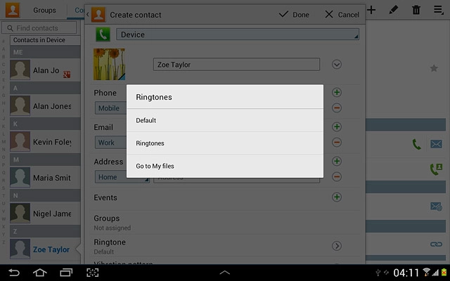 If you select Go to My files:Go to the required folder.