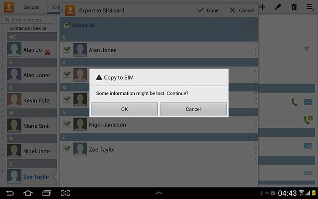 Press OK to confirm.