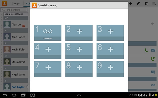 Press the required speed dialling key.