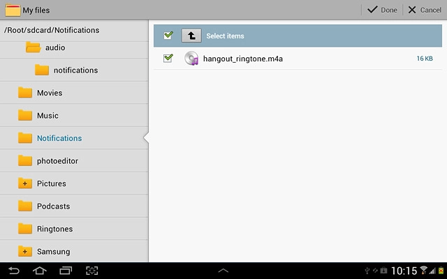 When the box next to the file is ticked (V), the file is selected.