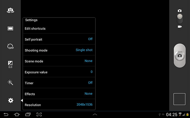 Press the camera settings icon.