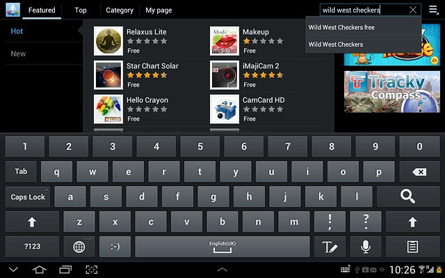 Key in the name of the required app and press the search icon.
