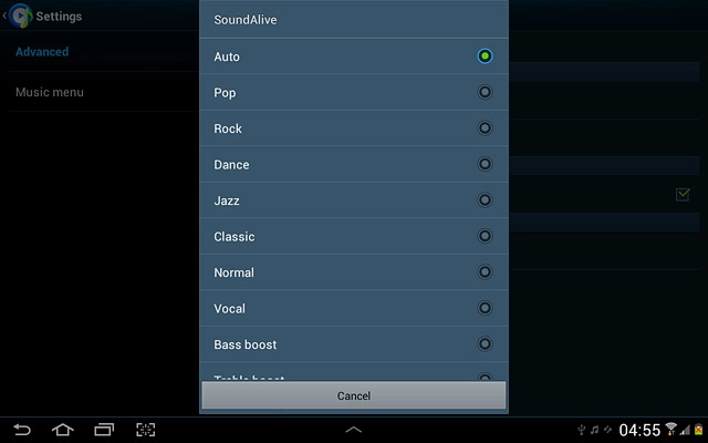 Press the required sound quality.