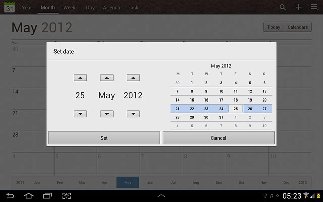 Press arrow up or arrow down next to date, month and year to select the date.