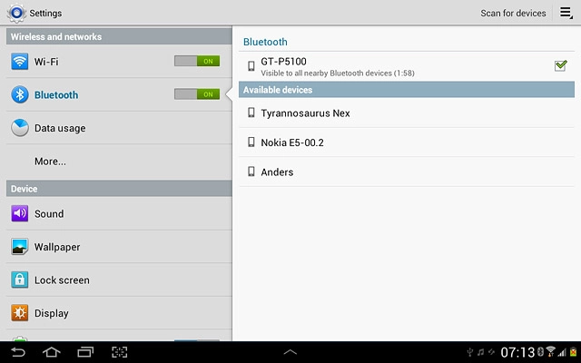 When the box next to your device is ticked (V), the function is turned on.