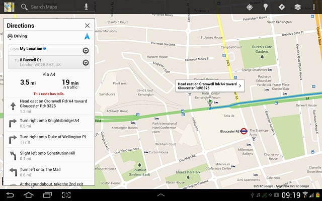 Press the mode of transportation icon.