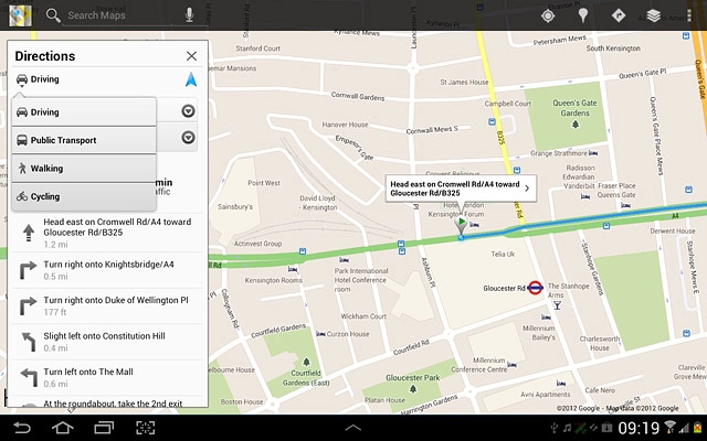 Press the required mode of transportation.