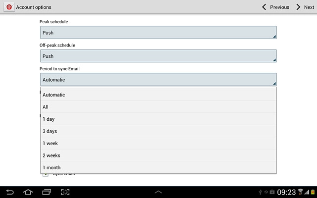 Press the required setting.