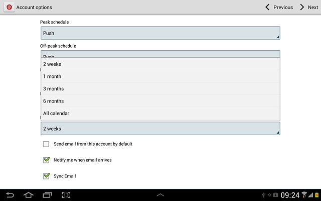 Press the required setting.