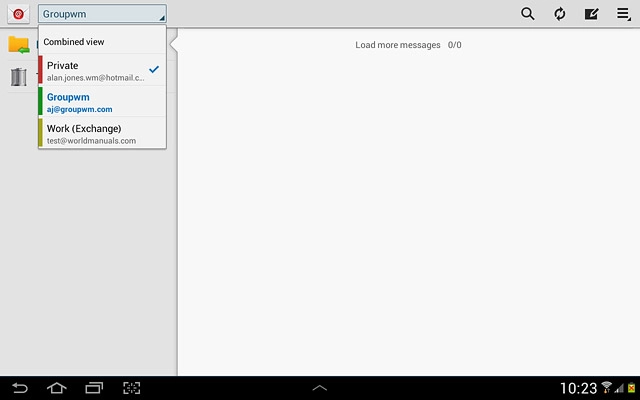 Press the required email account.