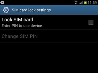 Press Lock SIM card to turn use of PIN on or off.
