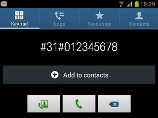Example: #31#012345678Press the call icon.