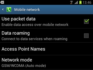 Press Data roaming to turn the function on or off.