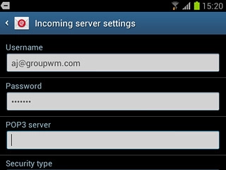Press the field below POP3 server and key in the name or IP address of your email provider's incoming server.