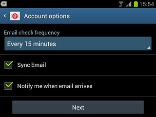 Press the drop down list below Email check frequency.