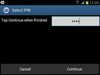 Key in the required phone lock code and press Continue.