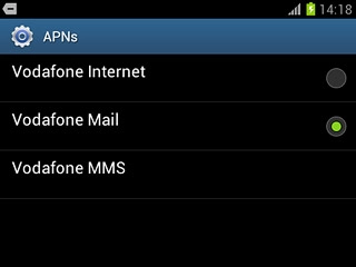 Press the field next to Vodafone Mail to fill in the field.
