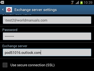 Press Use secure connection (SSL) to turn SSL encryption on or off.