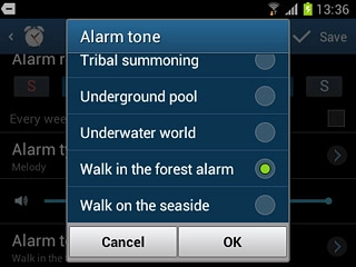 Once you've found an alarm tone you like, press OK.