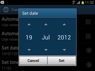 Press arrow up or arrow down next to date, month and year to set the date.