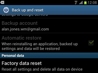 Press Factory data reset.