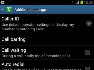The current settings are displayed.Press Call waiting to turn the function on or off.