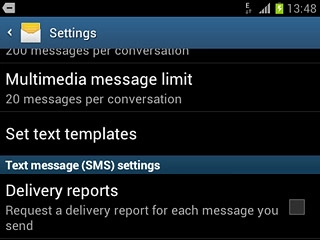 Press Delivery reports below Text message (SMS) settings to turn the function on or off.