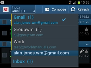Press the required email account.