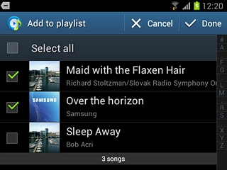 When the box next to an audio file is ticked (V), it's selected.