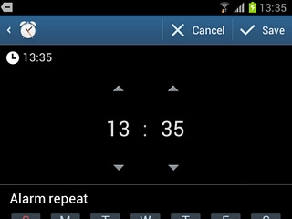 Press arrow up or arrow down next to hours and minutes to set the time.