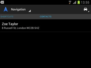 Slide your finger left on the display.Contacts with addresses are displayed.Press the required contact.