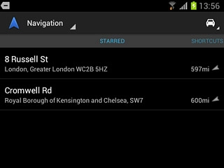 Slide your finger right on the display.Your favourite locations are displayed.Press the required destination.