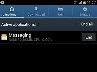 To end an application:Press End next to the required application.