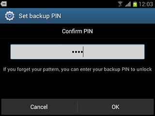 Key in the backup PIN again and press OK.