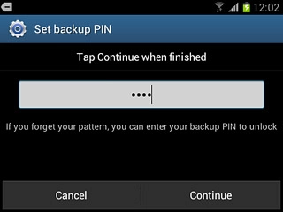 Key in the required backup PIN and press Continue.