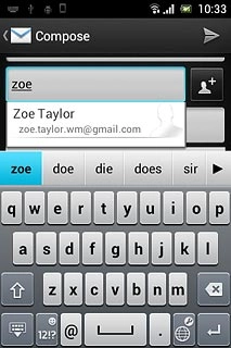 An email message containing the picture or video clip is created.Key in the first letters of the required contact.Matching contacts are displayed.Press the required contact.