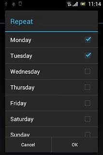 When the box next to a day is ticked (V), the day is selected.