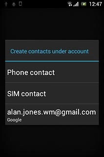 Press Phone contact, SIM contact or the required email account.